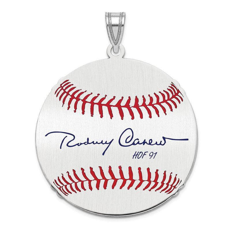 Sterling Silver Rod Carew Signature Lg Enamel Baseball Pendant